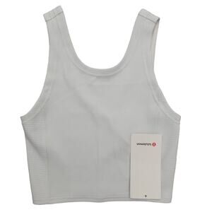 New Lululemon Size 12 Ribbed Softstreme Cropped Tank LVPR Light Vapor White Grey